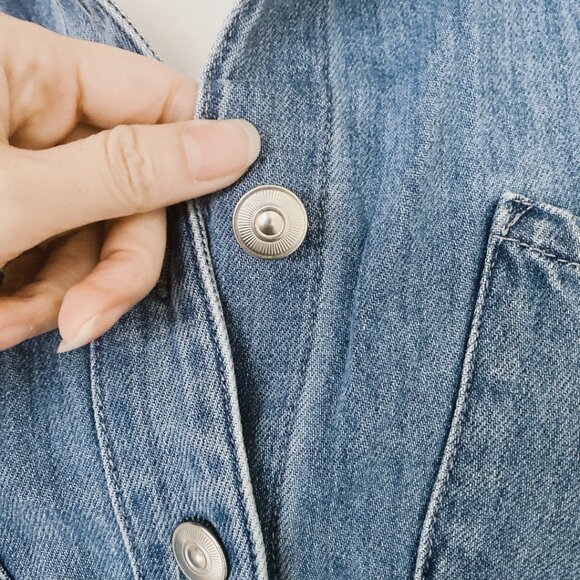 NWT Women's Long Sleeve Blue Denim Shirt Dress Classic Button Down Jean Shirt - Picture 2 of 7